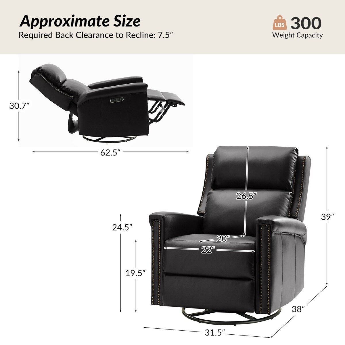 Tobias Traditional Swivel And Rocker Power Recliner Set of 2 by HULALA HOME