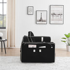 Canapé-lit convertible en velours de 139 cm (55 pouces) à 2 places avec lit escamotable, dossier inclinable, poches latérales et porte-téléphone.