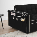 Canapé-lit convertible en velours de 139 cm (55 pouces) à 2 places avec lit escamotable, dossier inclinable, poches latérales et porte-téléphone.