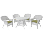 5-piece White Resin Wicker Dining Set