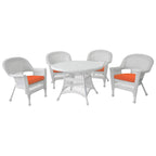 5-piece White Resin Wicker Dining Set