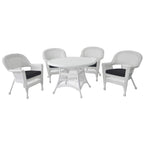 5-piece White Resin Wicker Dining Set