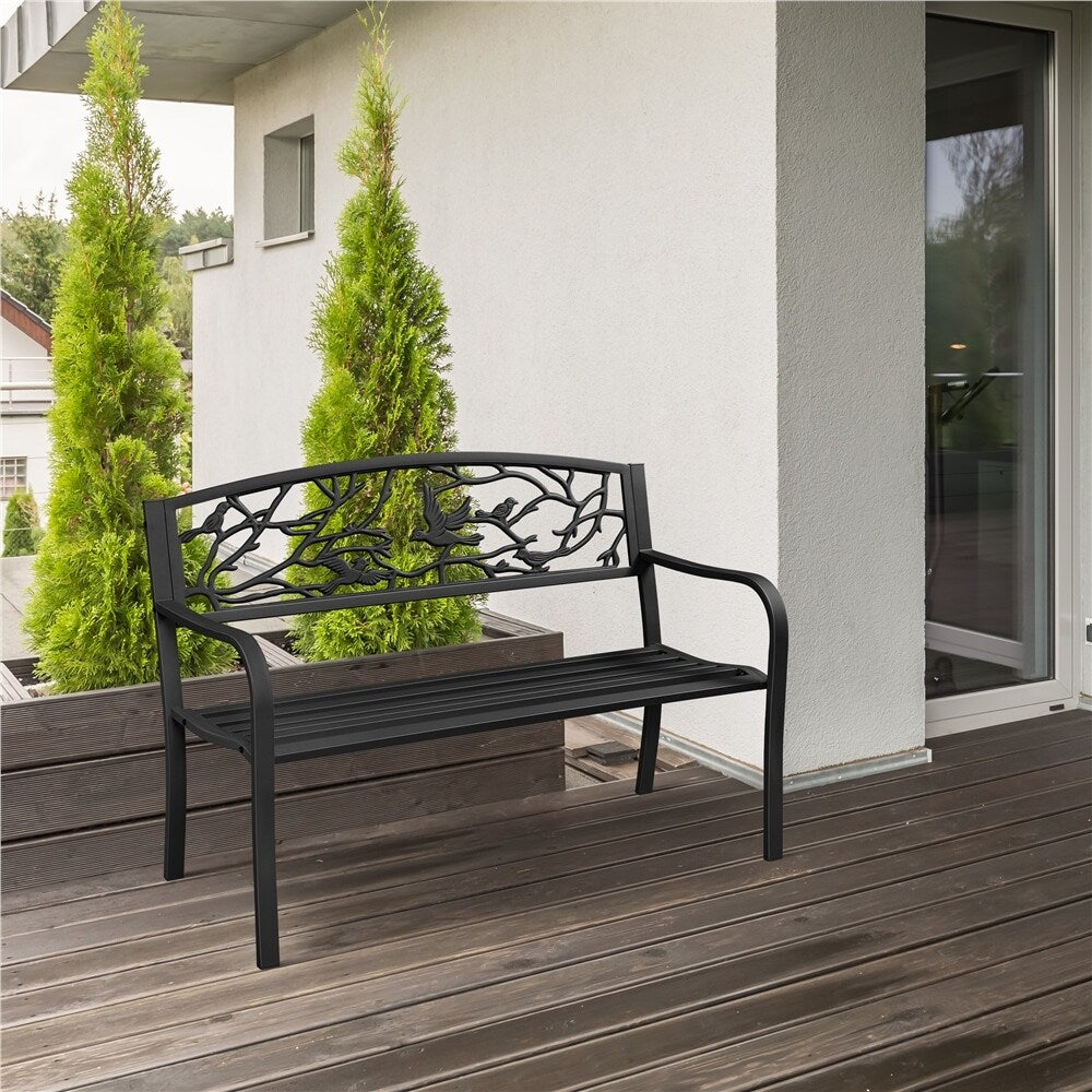 Yaheetech Patio Garden Bench Outdoors Metal Porch Chair - N/A