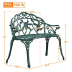 Yaheetech Outdoor Metal Bench Patio Park Garden Bench - N/A