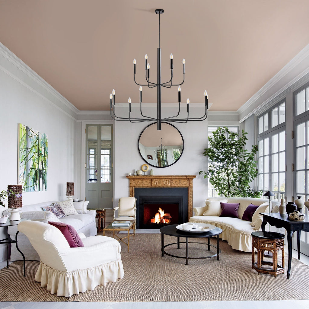 15-Light Minimalist Candlestick Chandelier, 2 Tier Ancient Design - 48