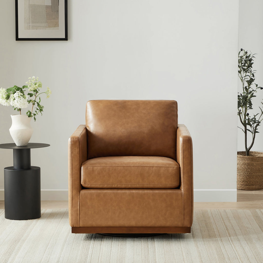 Fauteuil pivotant Henry avec base en bois