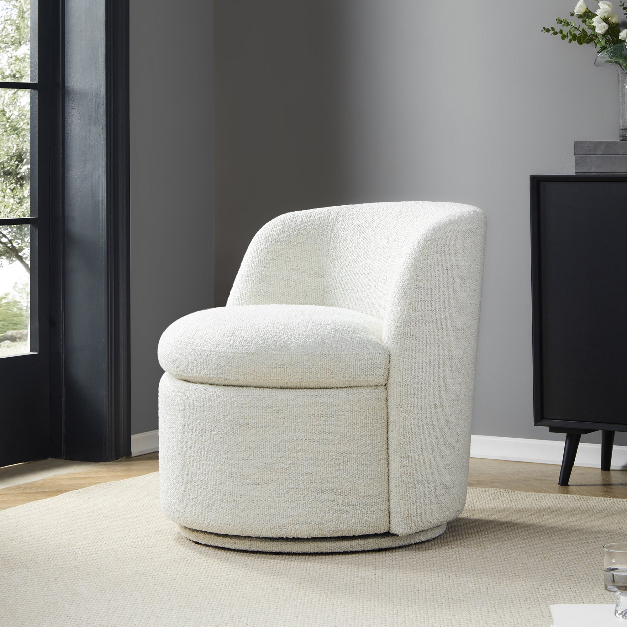 Jolie Performance Boucle Swivel Accent Chair