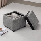 Cube Storage Ottoman - Fabric & Leather
