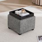 Cube Storage Ottoman - Fabric & Leather