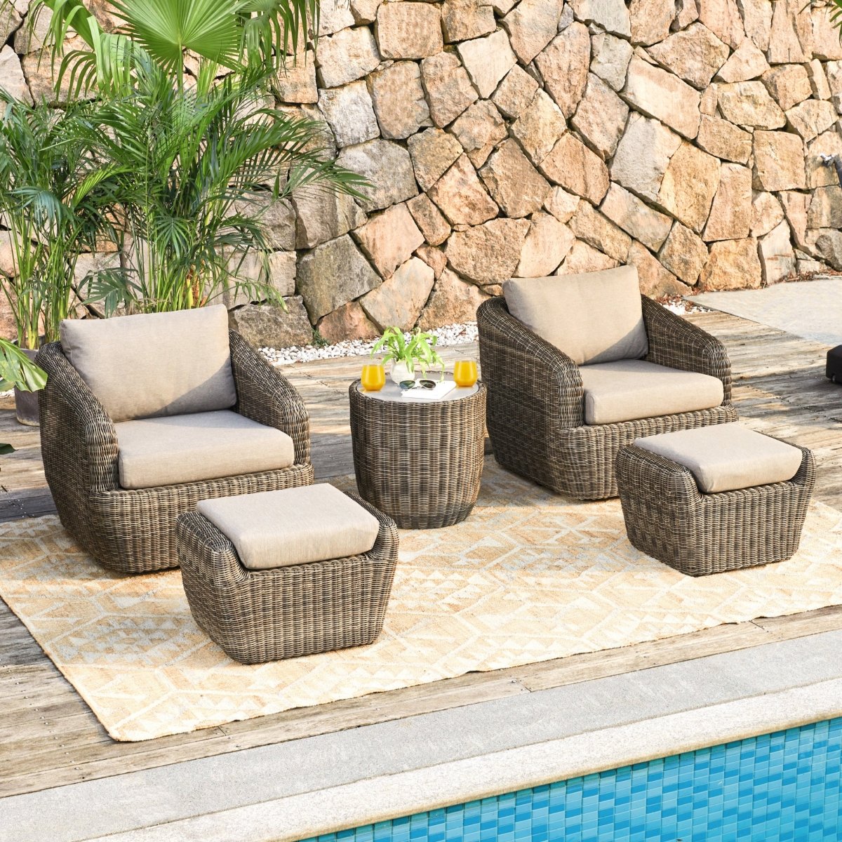 Liana Wicker Outdoor 5-Piece Patio Set