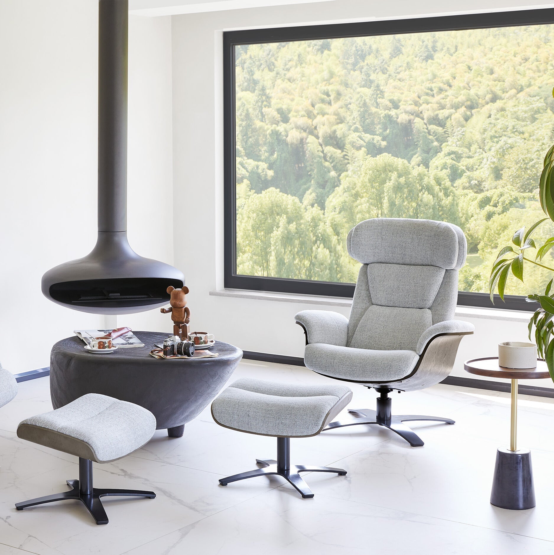 Elvin Genuine Leather Recliner Lounge Chair & Ottoman