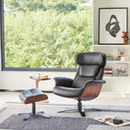 Elvin Genuine Leather Recliner Lounge Chair & Ottoman