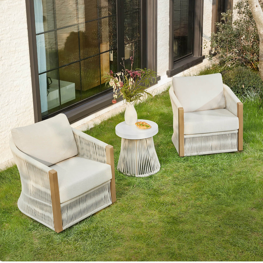 Acker Rope Outdoor Bistro Set with Swivel Chair