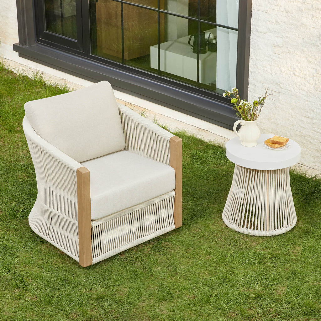 Acker Rope Outdoor Bistro Set with Swivel Chair