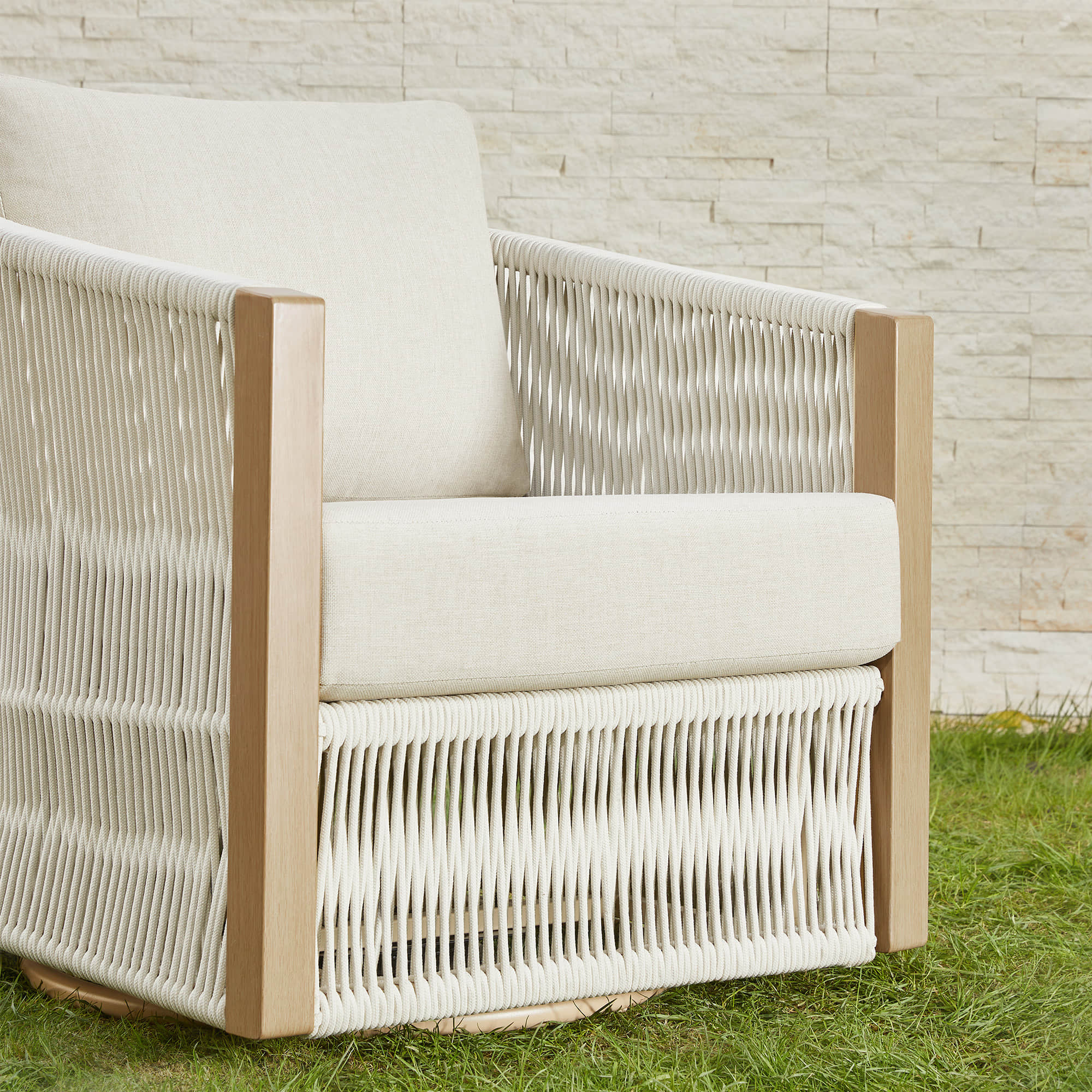 Acker Rope Outdoor Swivel Lounge Chair