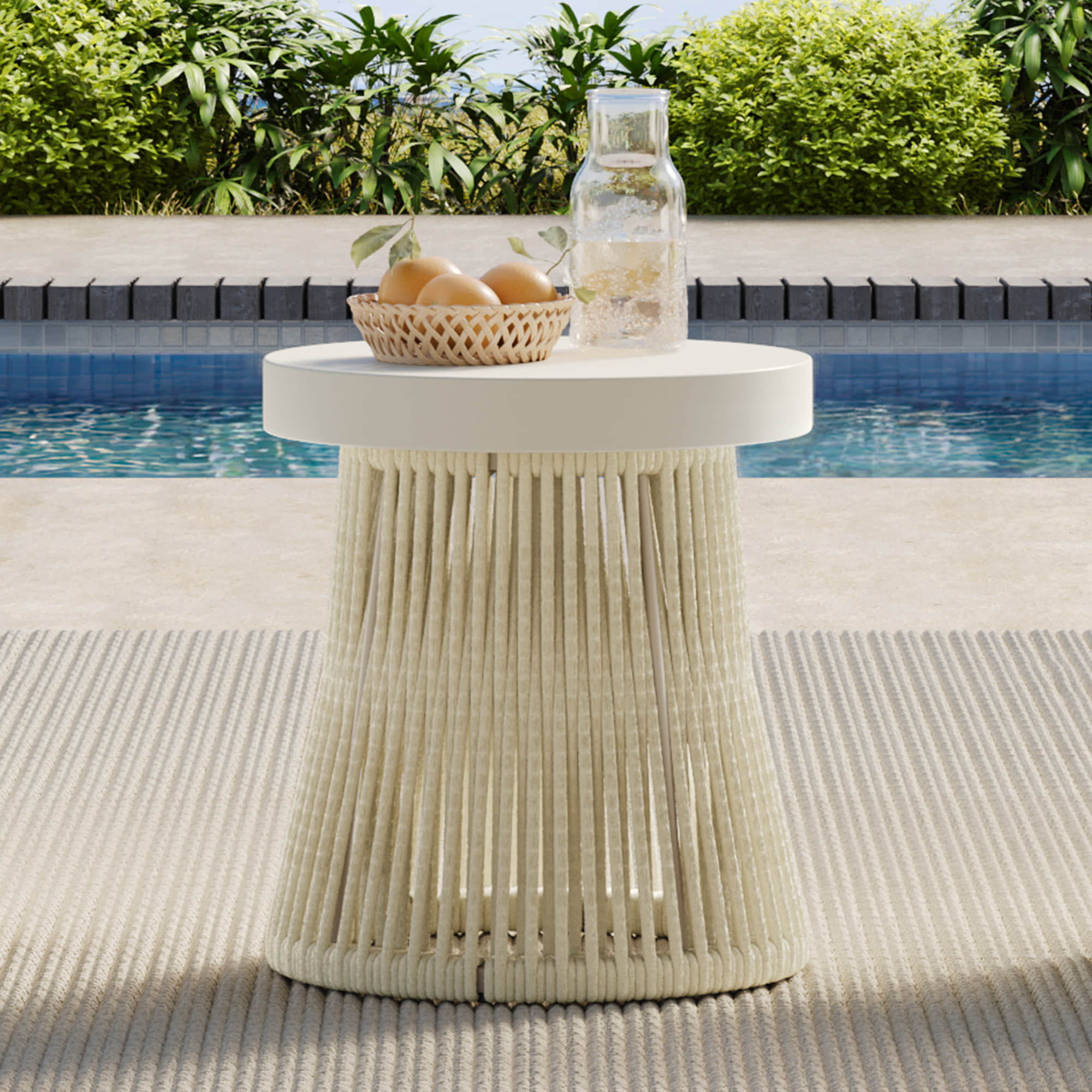 Acker Rope Outdoor Bistro Set with Swivel Chair