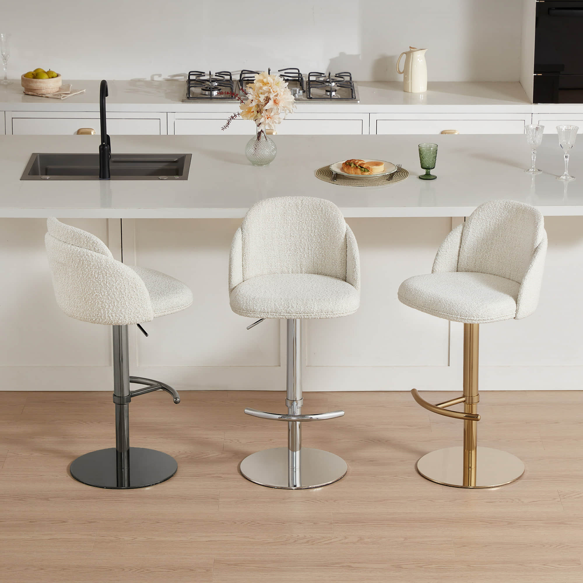 Blythe Upholstered Adjustable Height Swivel Bar & Counter Stools