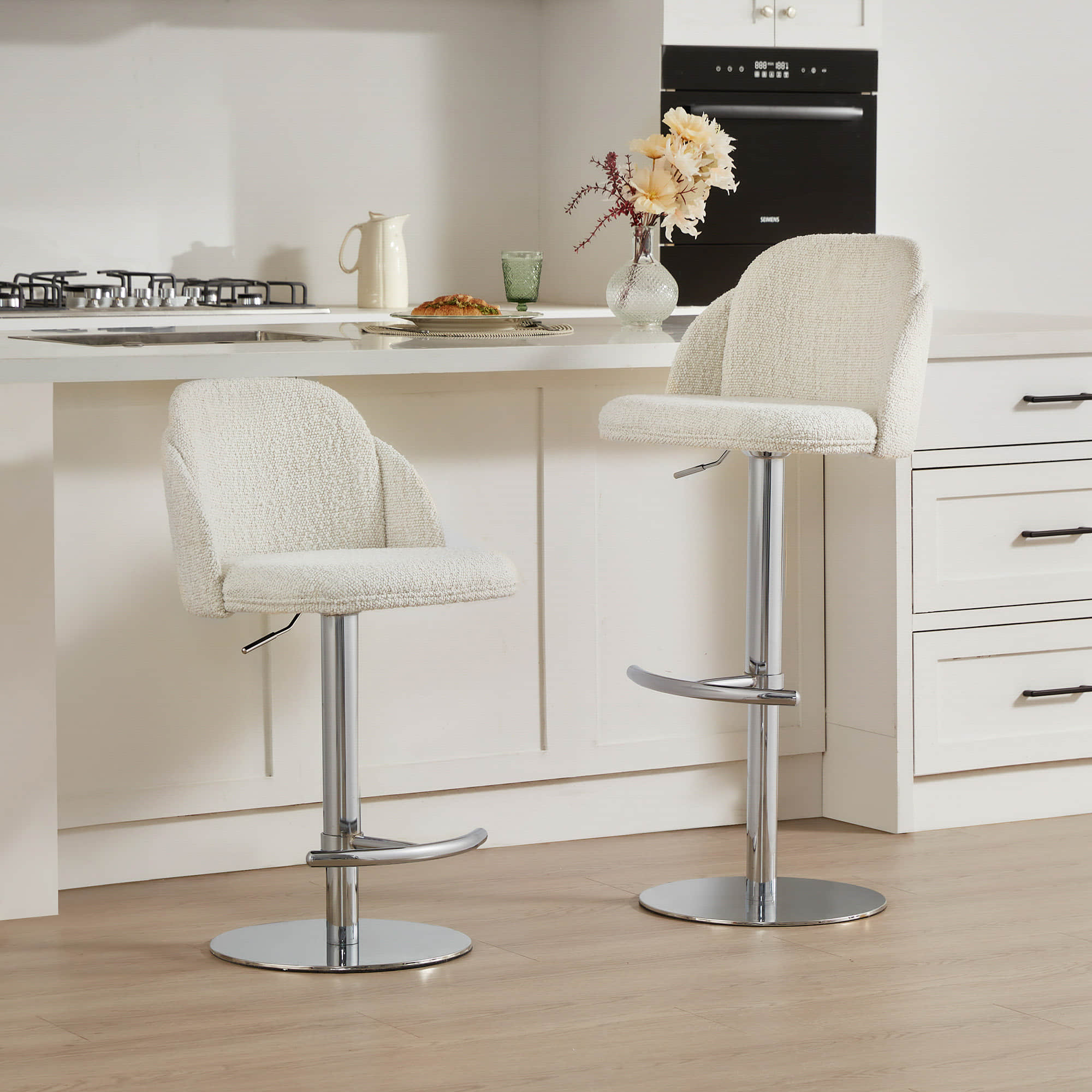 Blythe Upholstered Adjustable Height Swivel Bar & Counter Stools