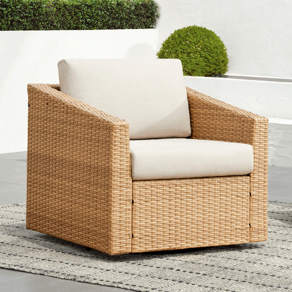 Calum Rattan Outdoor Swivel Accent Chair
