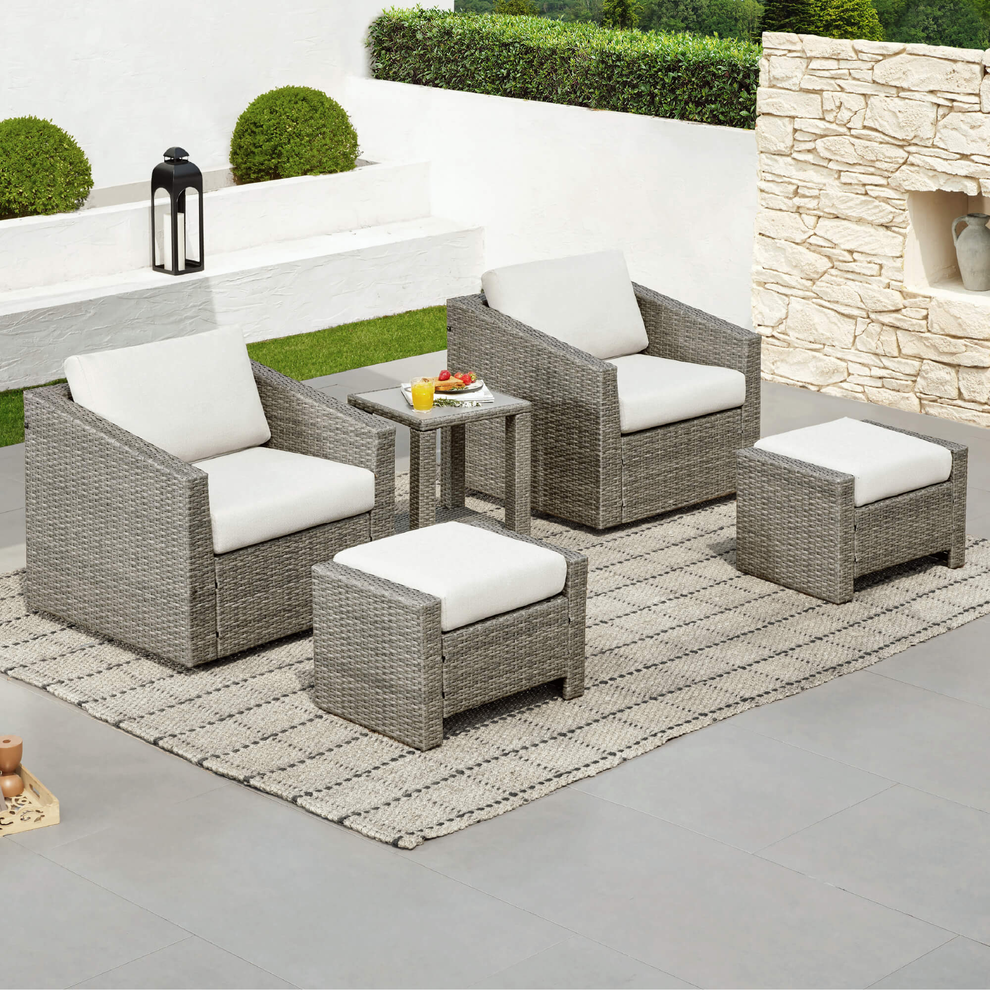 Calum Rattan Outdoor 5-Piece Patio Set