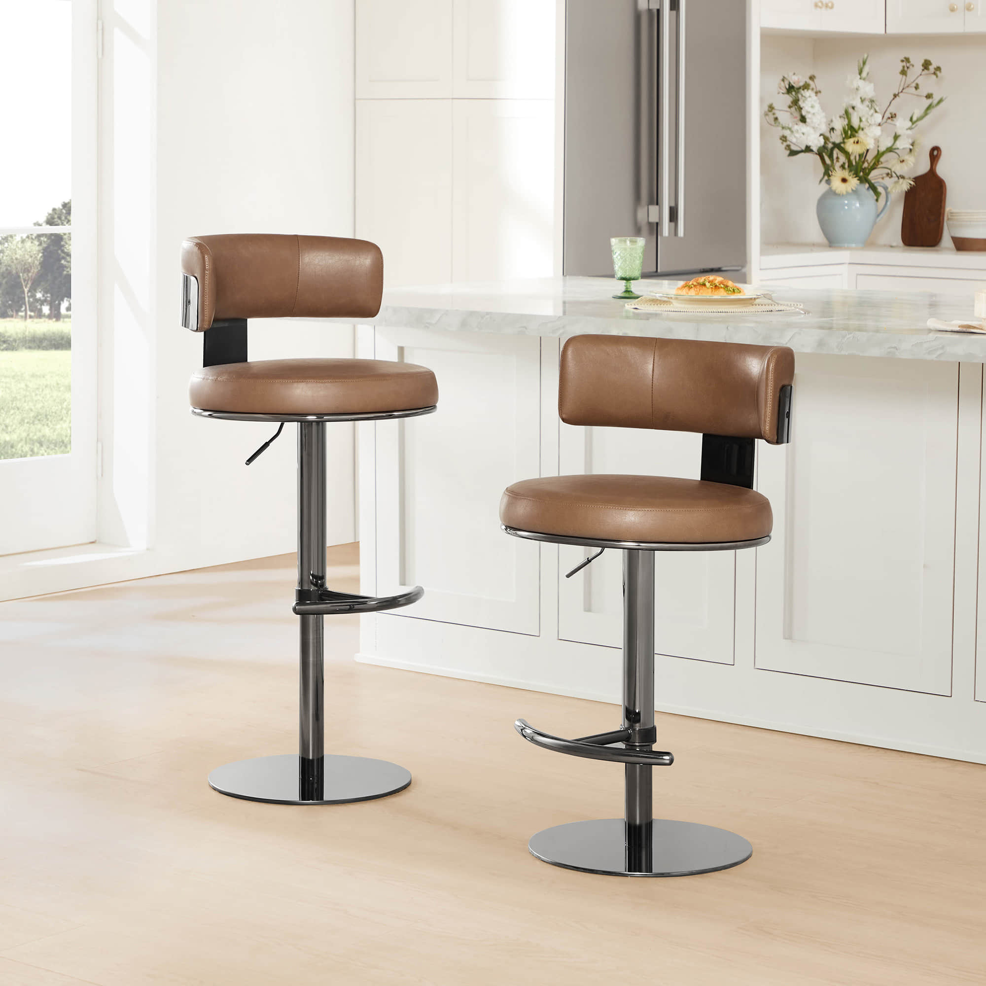 Cayla Modern Adjustable Height Swivel Barstool
