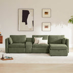 Delaney 4-Seat Modular Sofa Chaise with Storage Ottoman