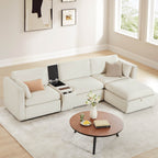 Delaney 4-Seat Modular Sofa Chaise with Storage Ottoman