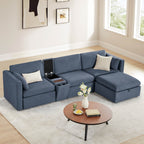 Delaney 4-Seat Modular Sofa Chaise with Storage Ottoman
