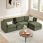 Delaney 4-Seat Modular Sofa Chaise with Storage Ottoman