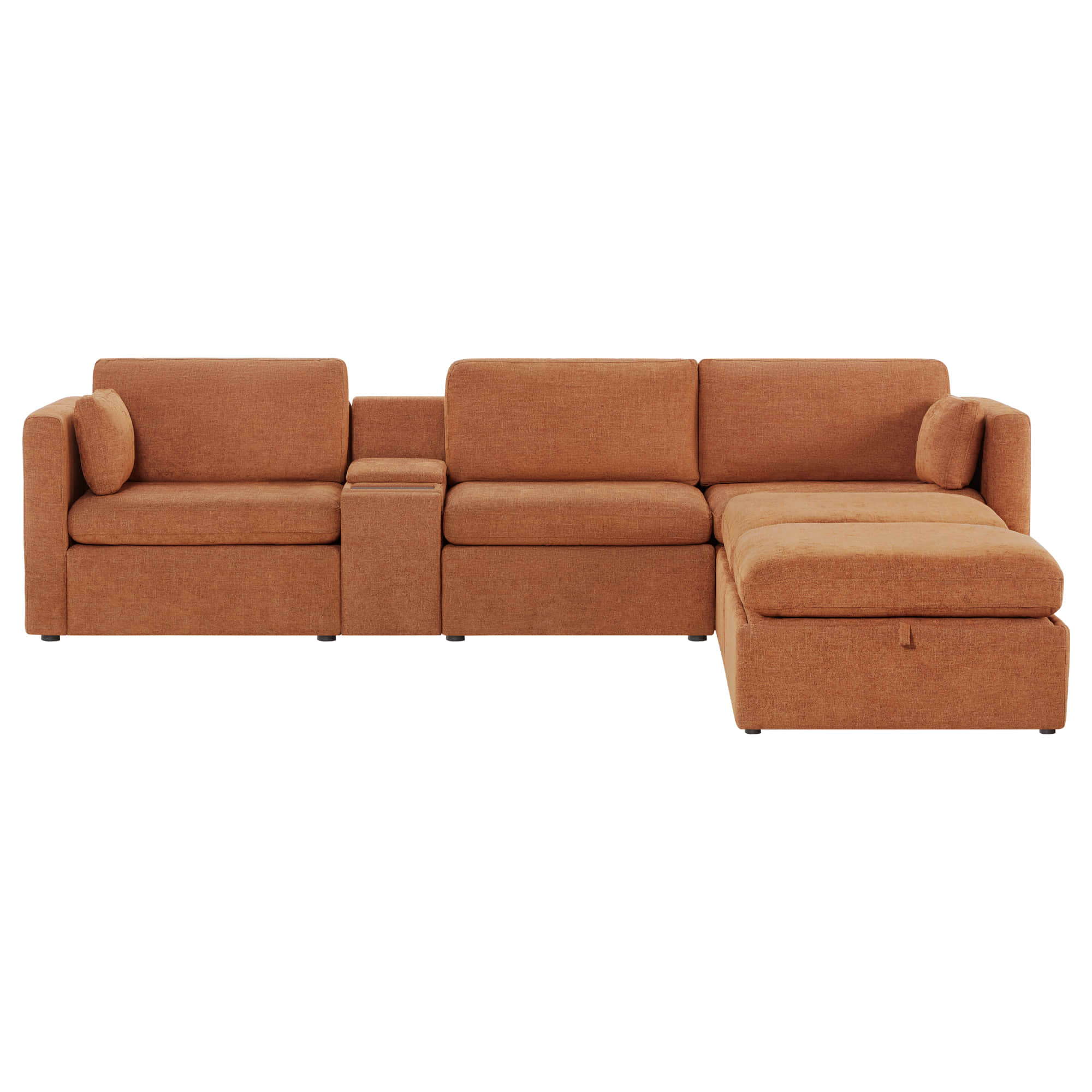 Delaney 5-Seat Modular Sofa Chaise with Storage Ottomans