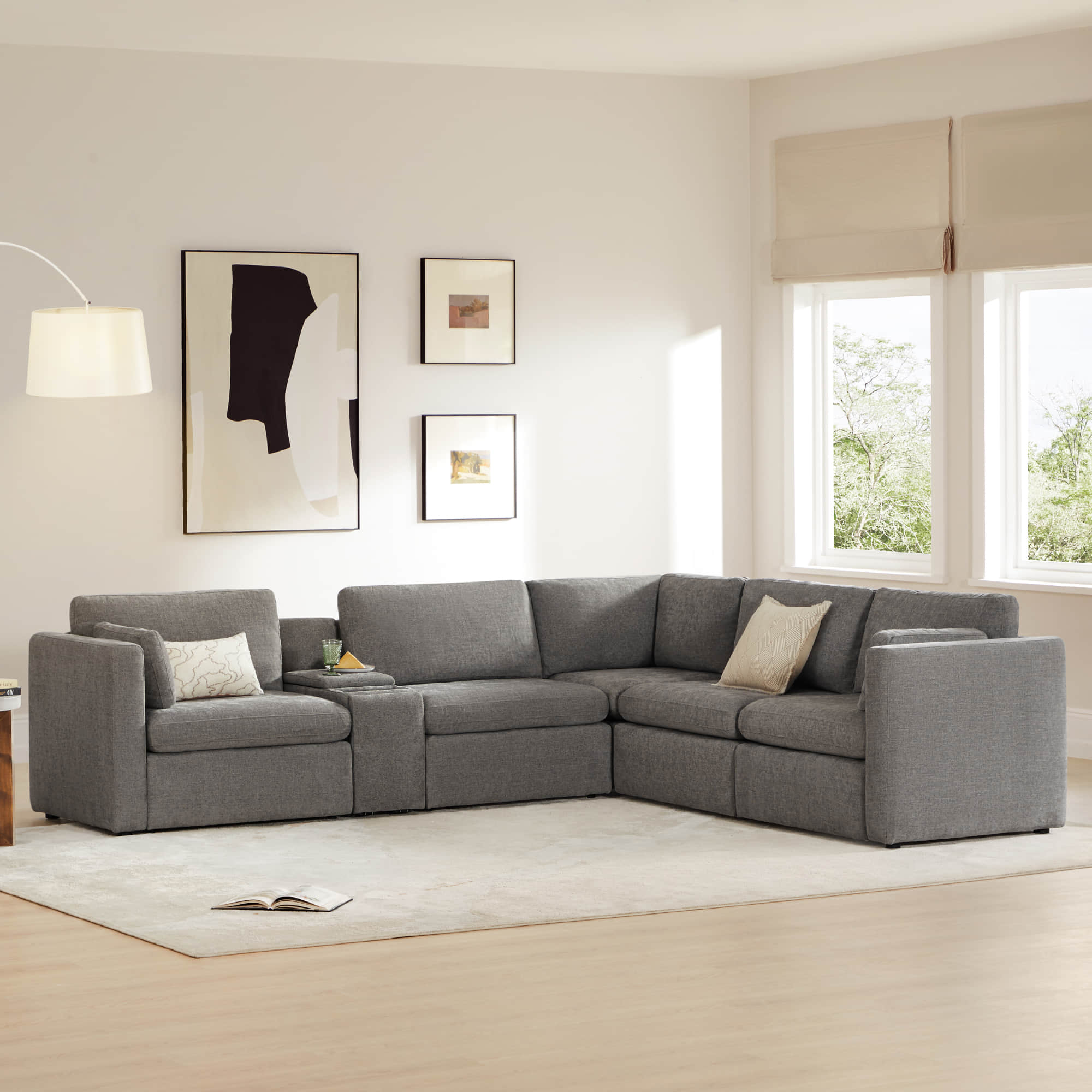 Delaney 5-Seat V Shaped Modular Sofa Chaise