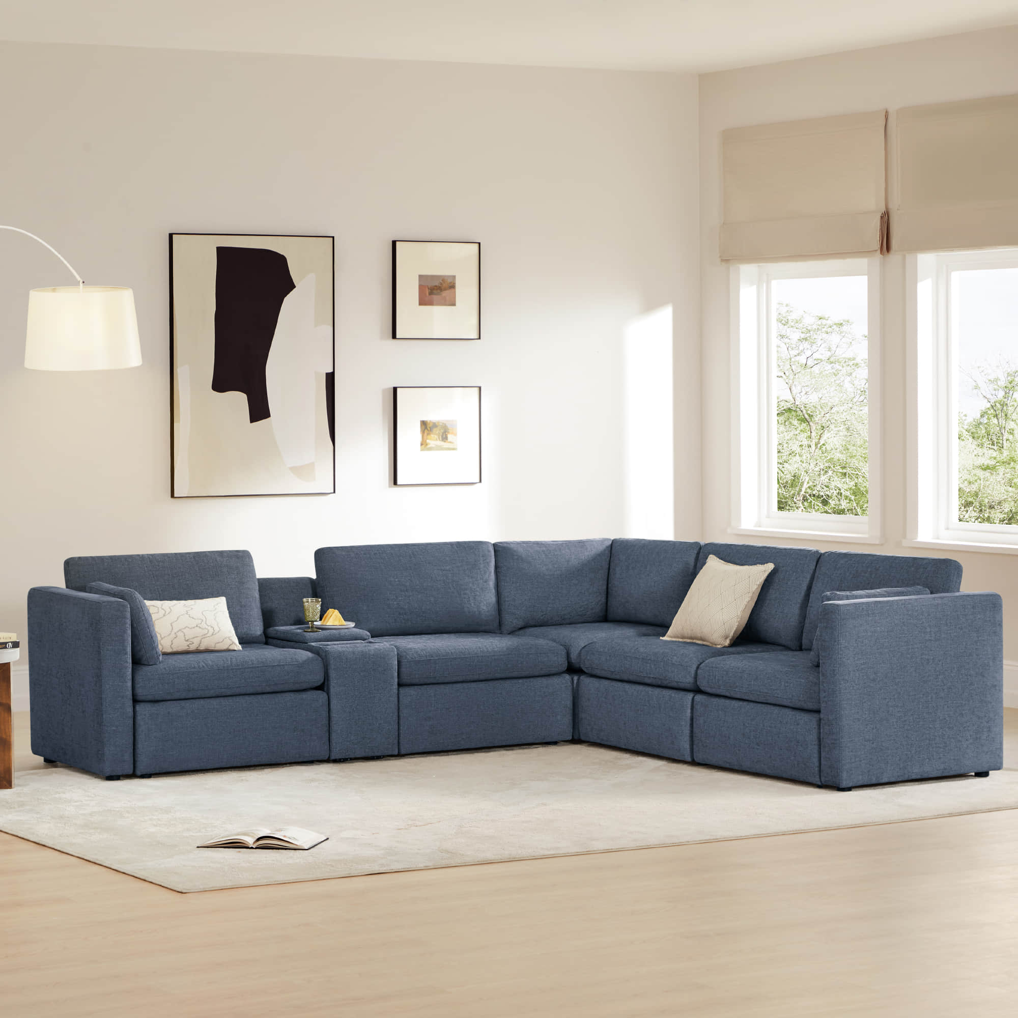 Delaney 5-Seat V Shaped Modular Sofa Chaise