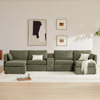 Delaney 6-Seat Modular Sofa Chaise with Storage Ottomans