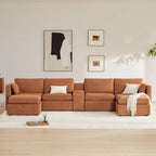 Delaney 6-Seat Modular Sofa Chaise with Storage Ottomans