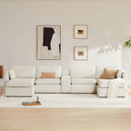 Delaney 6-Seat Modular Sofa Chaise with Storage Ottomans