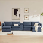 Delaney 6-Seat Modular Sofa Chaise with Storage Ottomans