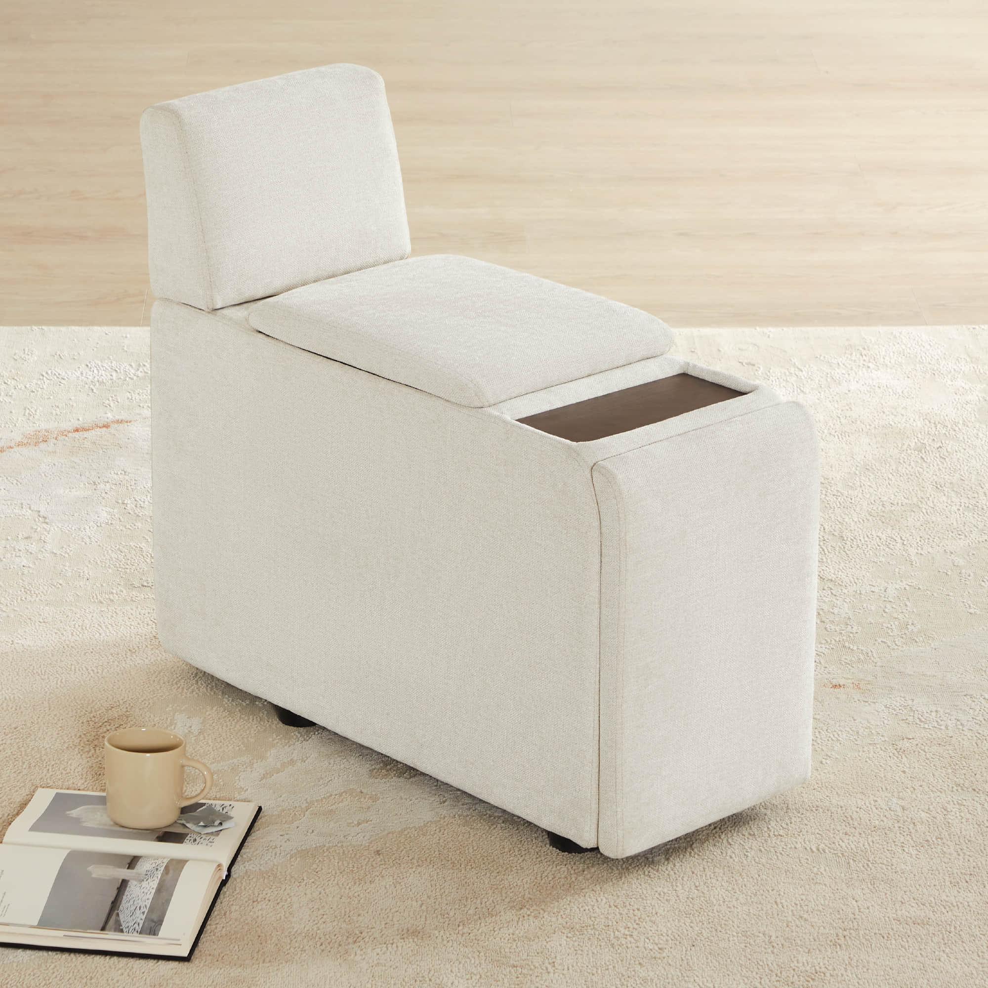 Delaney 5-Seat Modular Sofa Chaise with Storage Ottomans