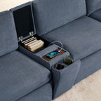 Delaney 6-Seat Modular Sofa Chaise with Storage Ottomans
