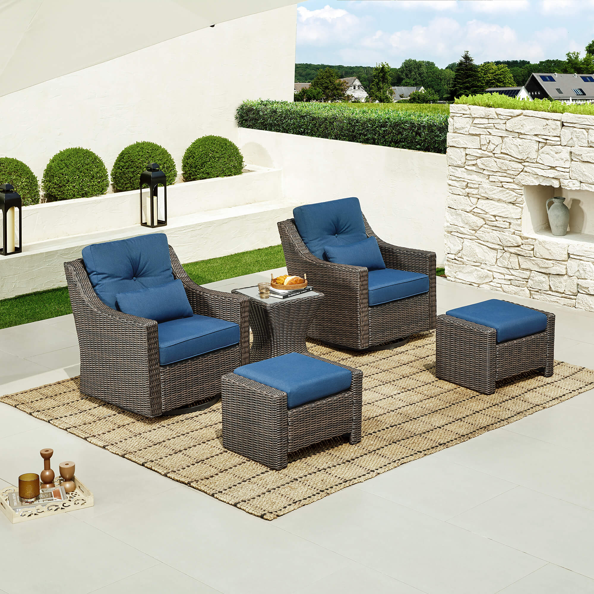 Elara Rattan Outdoor 5-Piece Patio Set