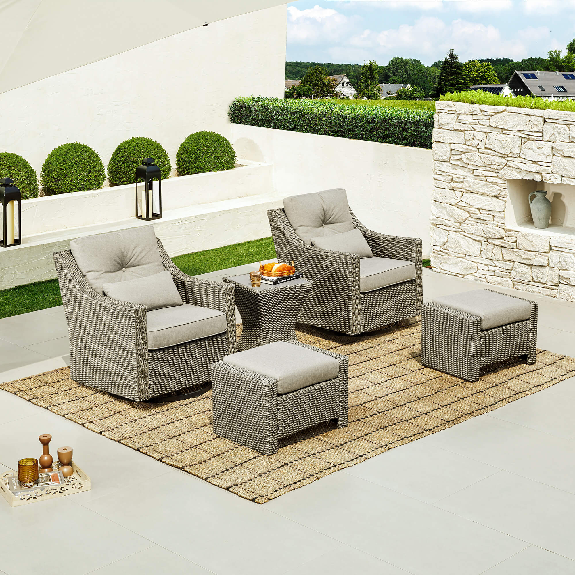 Elara Rattan Outdoor 5-Piece Patio Set