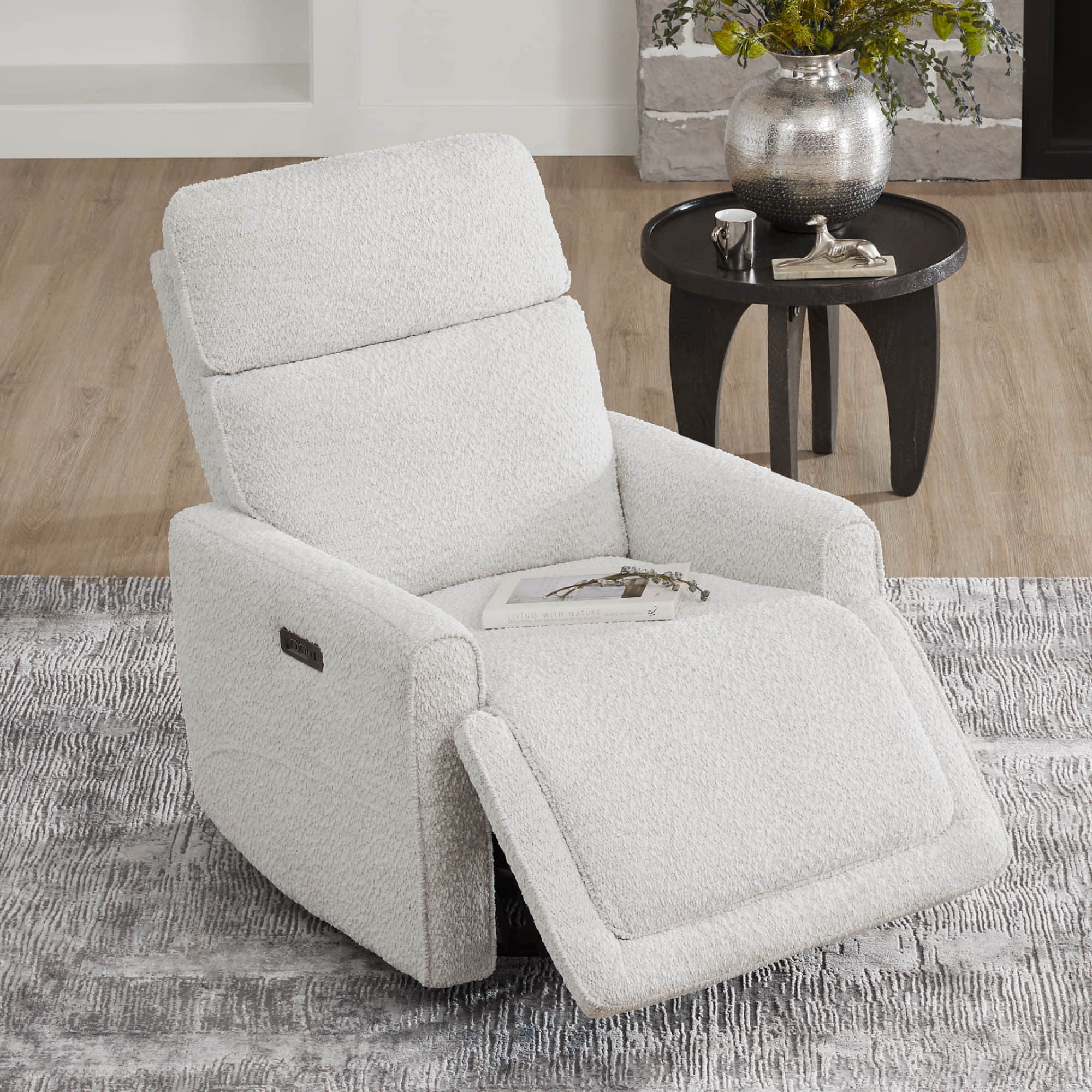 Elysian Power Swivel Nursery Glider Recliner with Adjustable Headrest