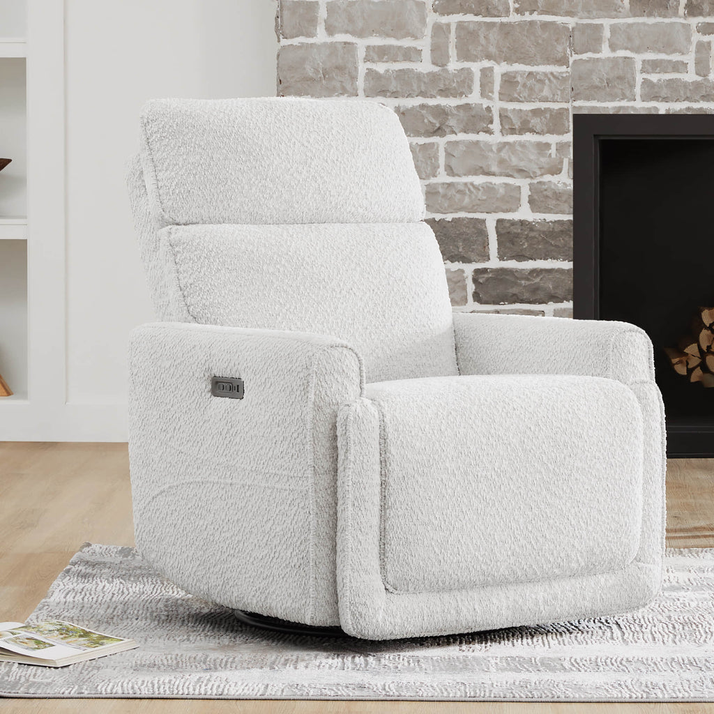 Elysian Power Swivel Nursery Glider Recliner with Adjustable Headrest