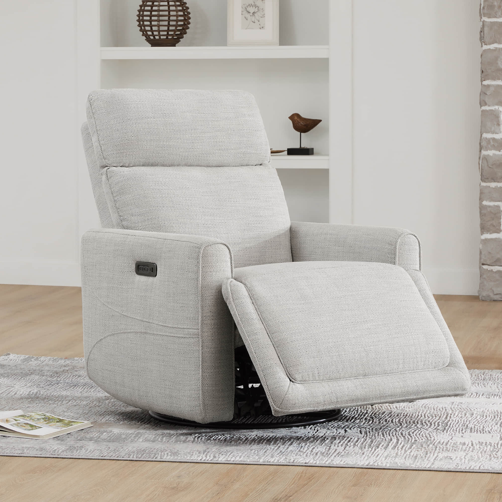 Elysian Power Swivel Nursery Glider Recliner with Adjustable Headrest