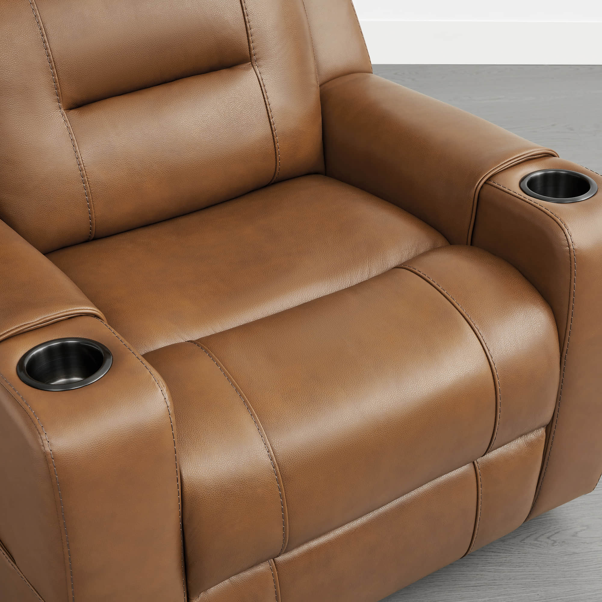 Garrison Genuine Leather Power Lay Flat Recliner with Power Headrest