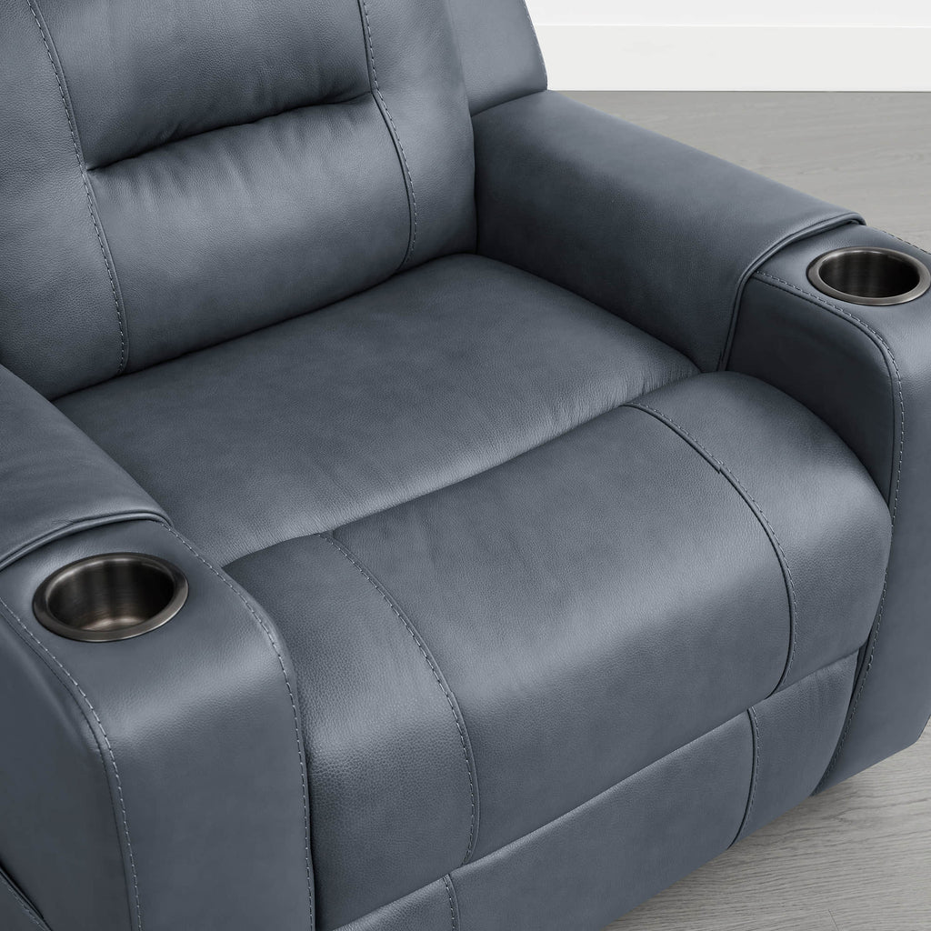 Garrison Genuine Leather Power Lay Flat Recliner with Power Headrest