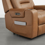 Garrison Genuine Leather Power Lay Flat Recliner with Power Headrest