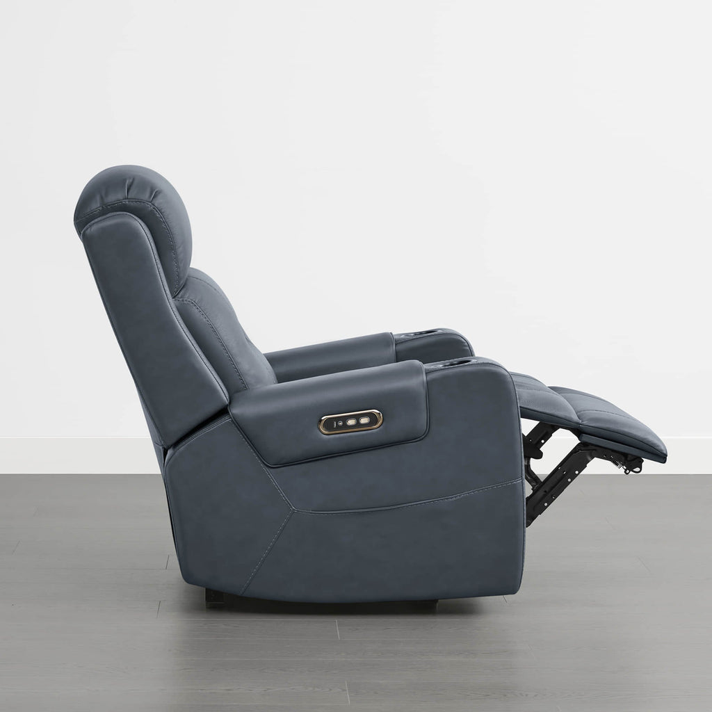 Garrison Genuine Leather Power Lay Flat Recliner with Power Headrest
