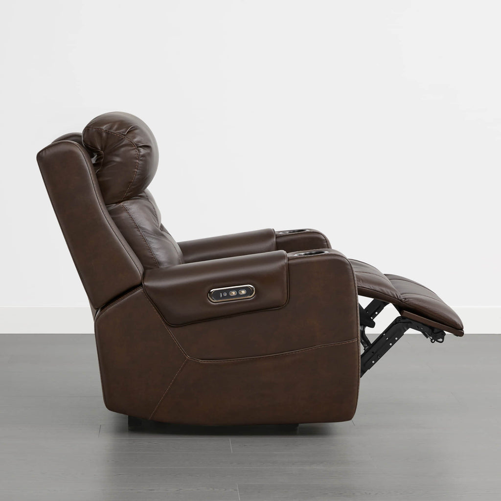 Garrison Genuine Leather Power Lay Flat Recliner with Power Headrest