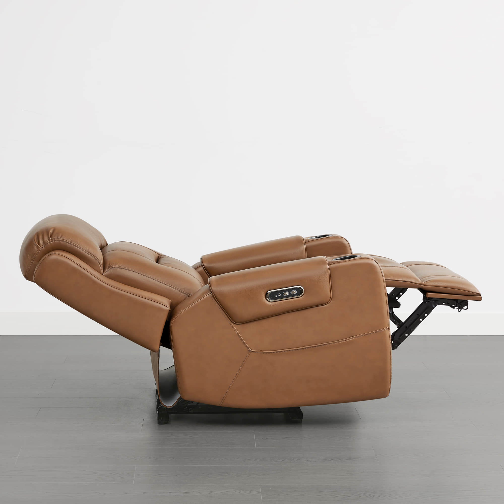 Garrison Genuine Leather Power Lay Flat Recliner with Power Headrest
