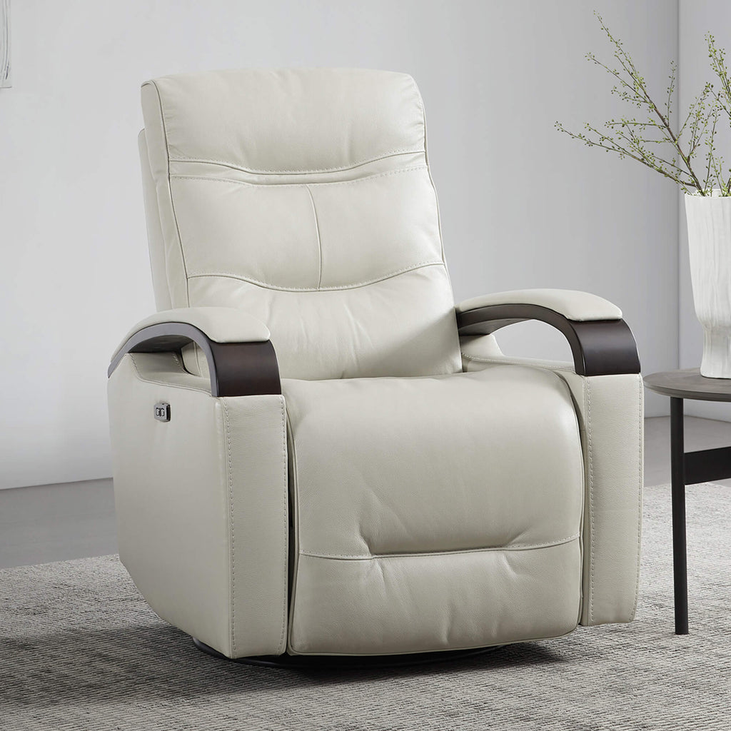Gentry Leather Power Swivel Glider Recliner with Charging Port